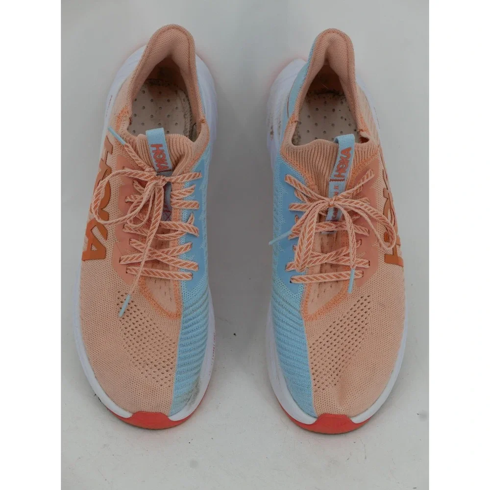 Hoka One One Carbon X3 Shoes Peach Blue Knit Running Sneaker Womens 11 No Insole